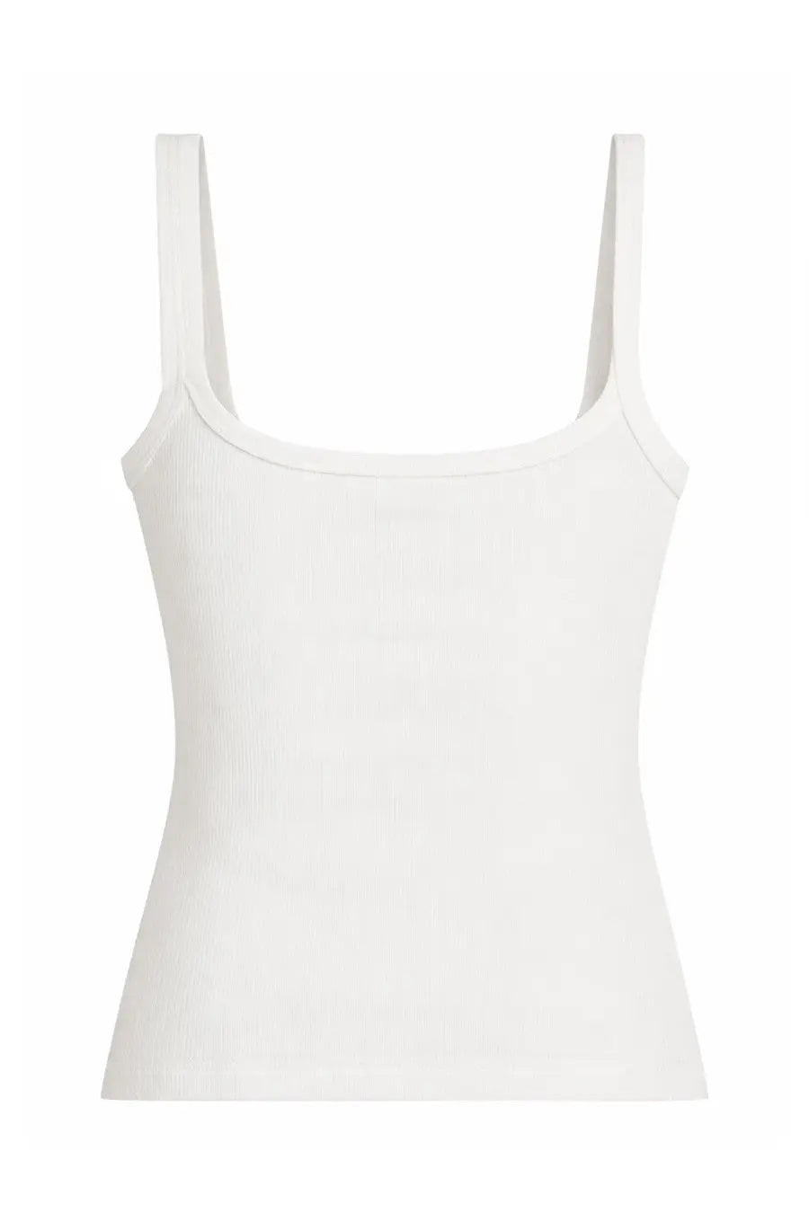 Courrèges women’s white ribbed tank top with thin straps and square neckline in lightweight fabric