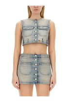 courrèges Women's Top Cropped Blue