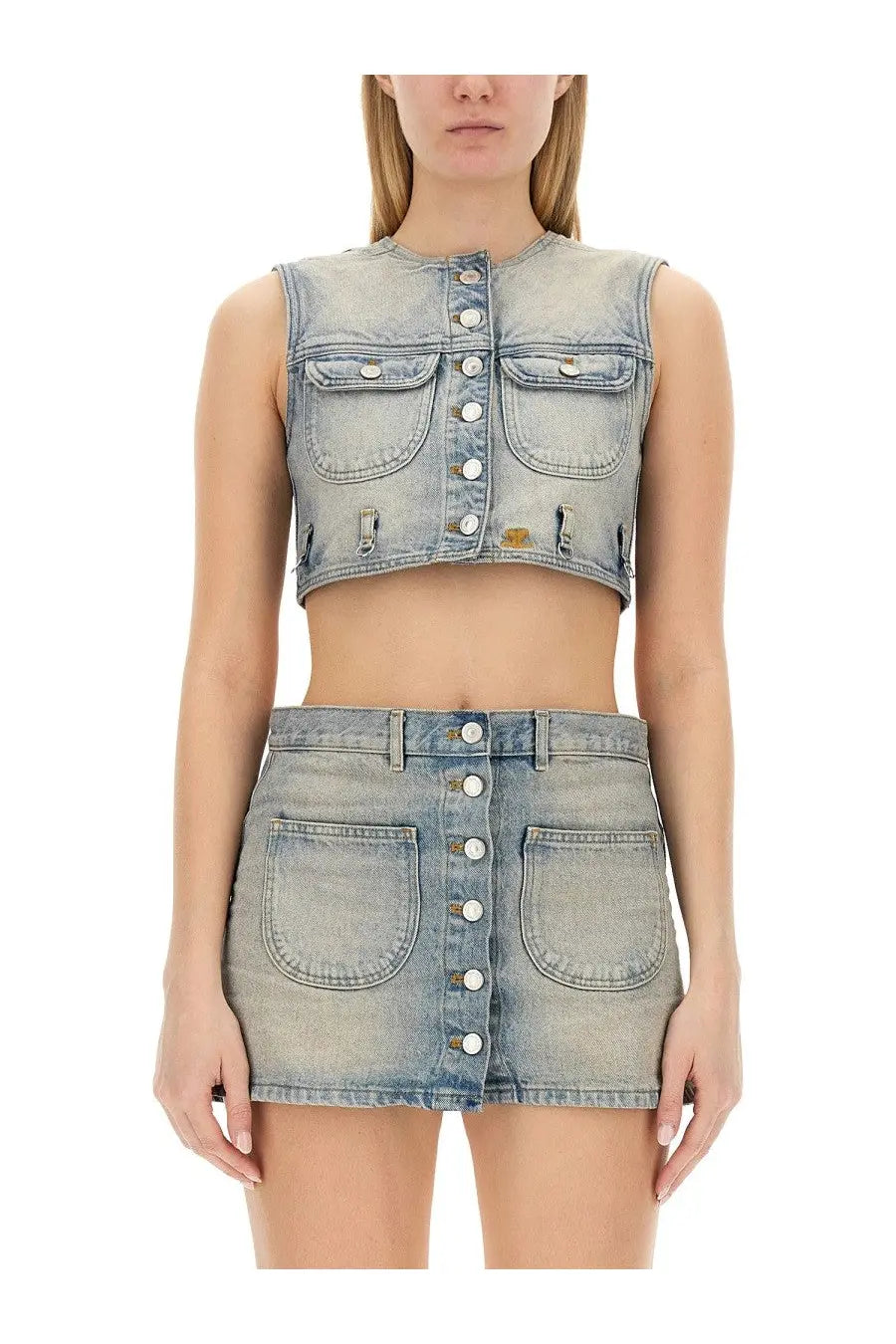 courrèges Women's Top Cropped Blue