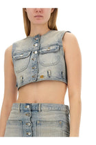 courrèges Women's Top Cropped Blue, view 4