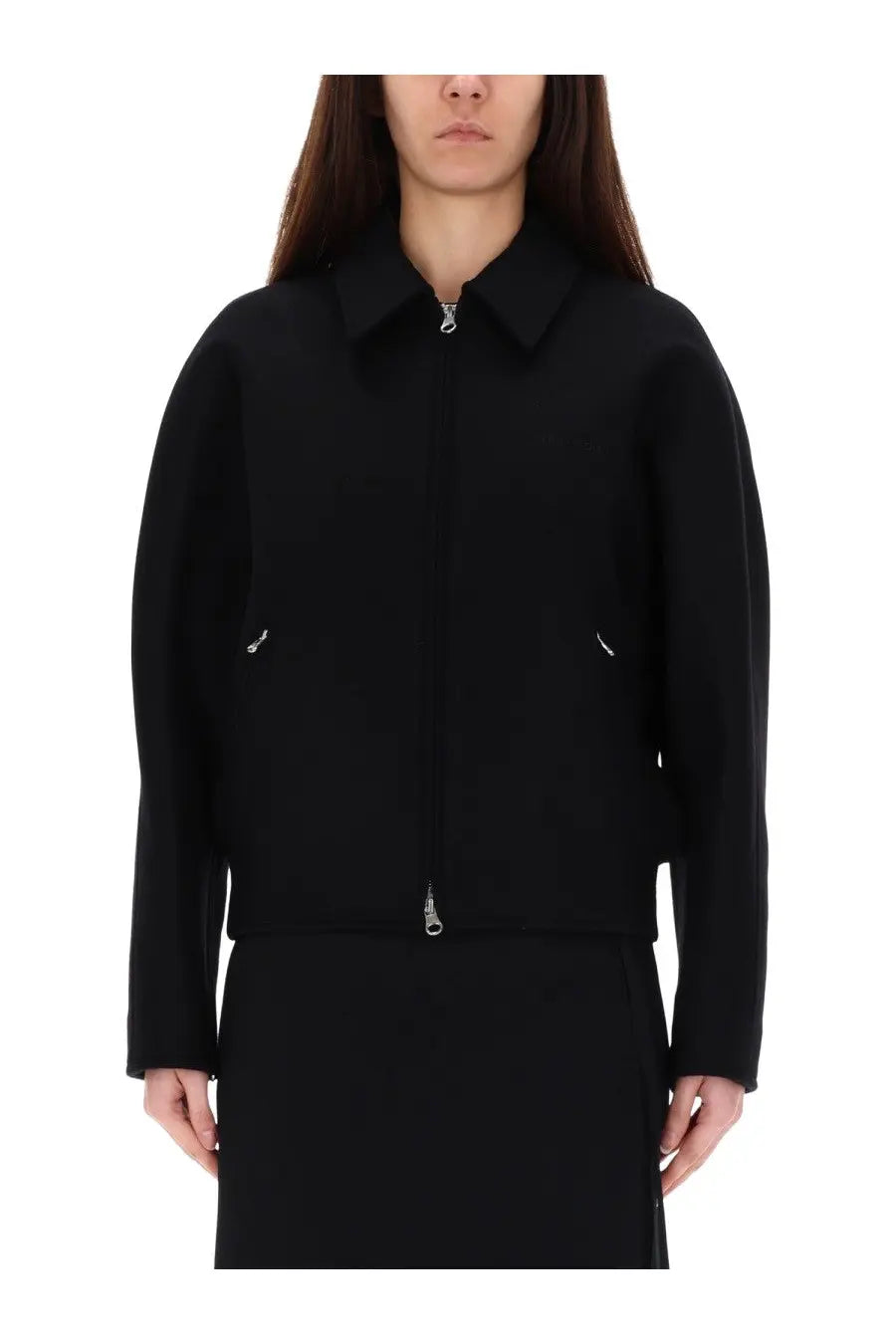 courrèges Women's Wool Bomber Jacket Black, view 3