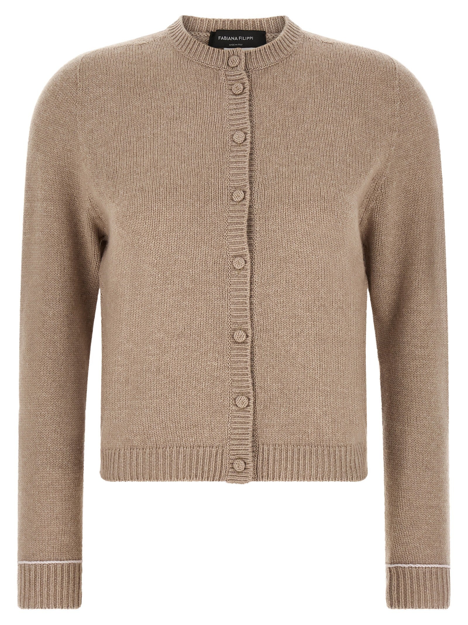 Fabiana Filippi Covered Buttons Cardigan Beige