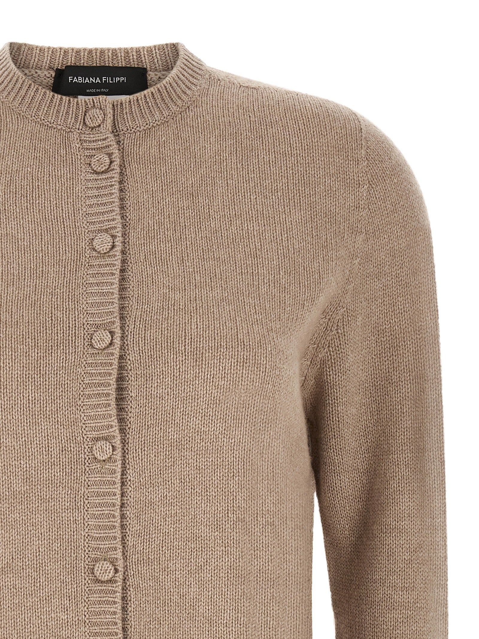 Fabiana Filippi Covered Buttons Cardigan Beige