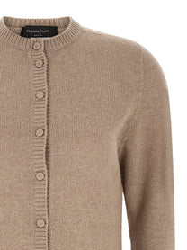 Fabiana Filippi Covered Buttons Cardigan Beige