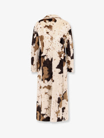 Valentini 1972 Women's Cow Print Double Breasted Coat White