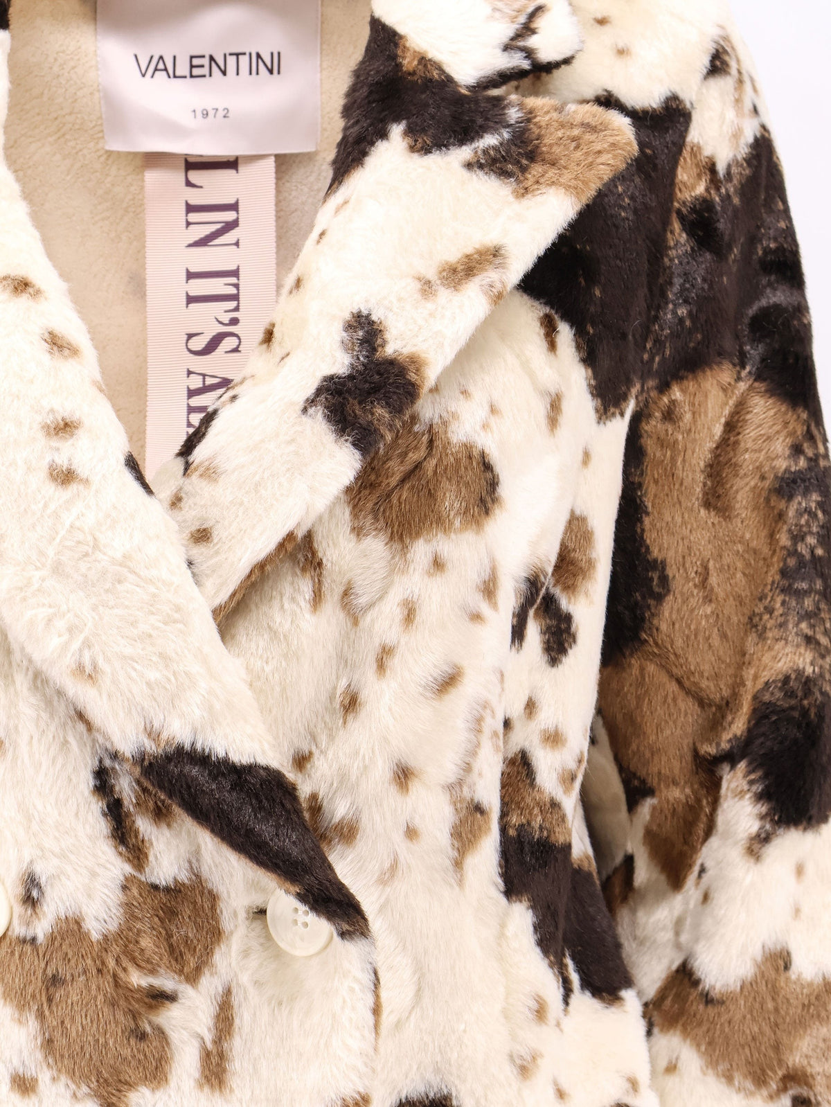 Valentini 1972 Women's Cow Print Double Breasted Coat White