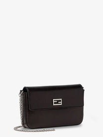 Fendi Women's Crackled Leather Wallet on Chain Tube Crossbody Bag Black