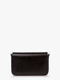 Fendi Women's Crackled Leather Wallet on Chain Tube Crossbody Bag Black