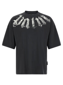 Palm Angels Craquelé Gothic Print Shirt Black