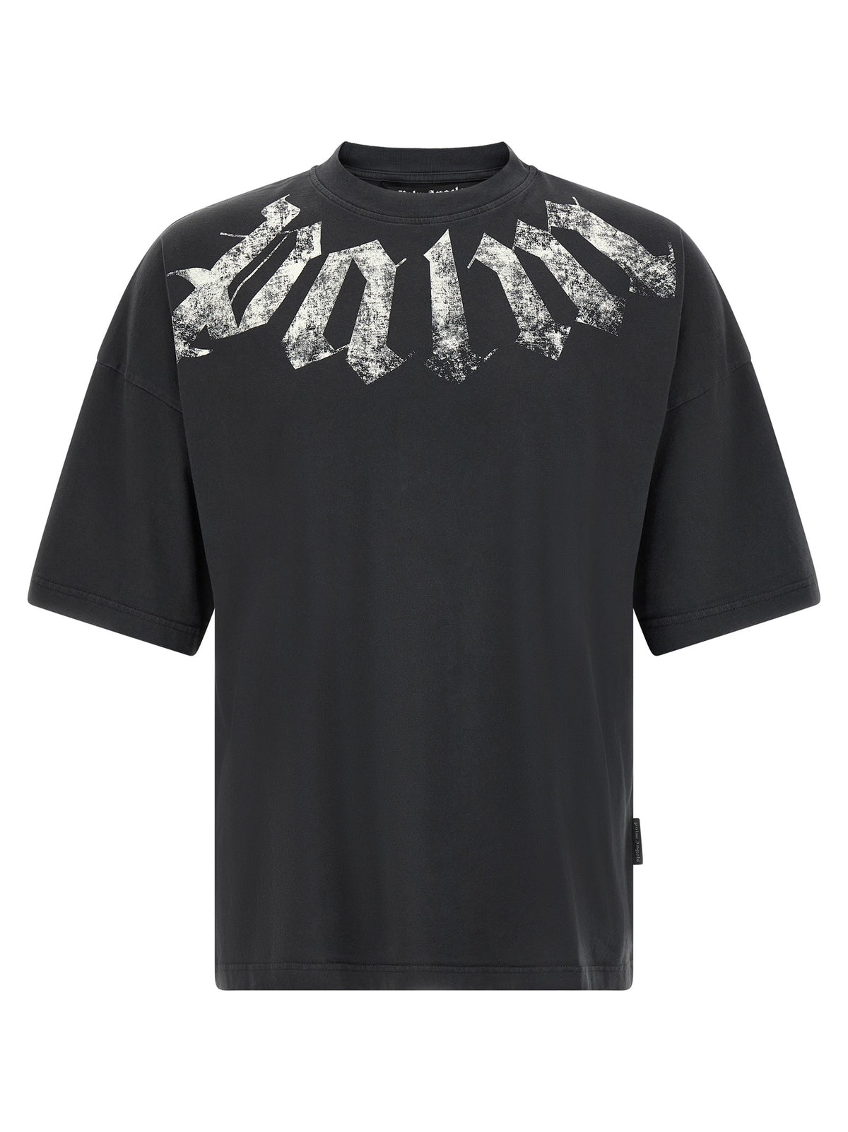 Palm Angels Craquelé Gothic Print Shirt Black