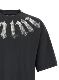 Palm Angels Craquelé Gothic Print Shirt Black