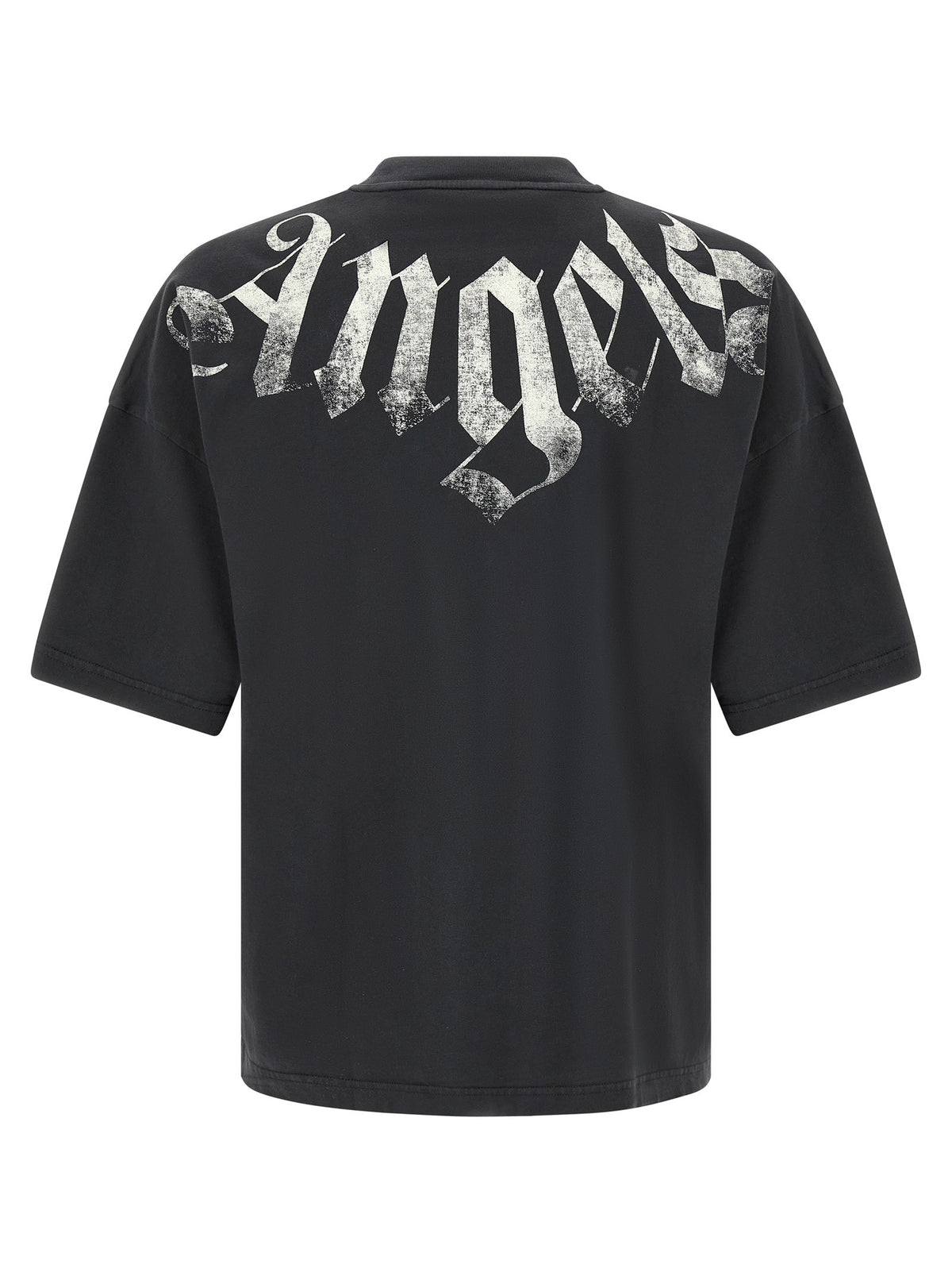 Palm Angels Craquelé Gothic Print Shirt Black