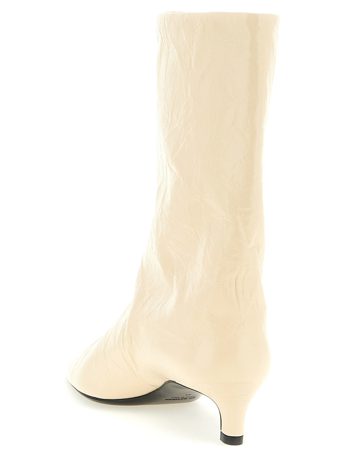Jil Sander Craquelé Leather Ankle Boots Beige, view 3