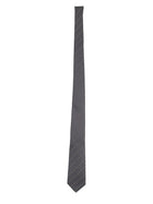 Saint Laurent Men's Jacquard Silk Striped Tie Grey