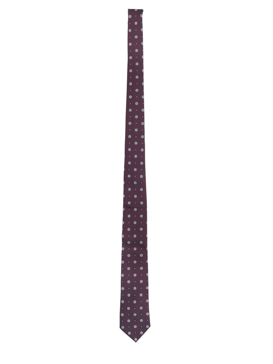 Saint Laurent Men's Jacquard Silk Tie Red