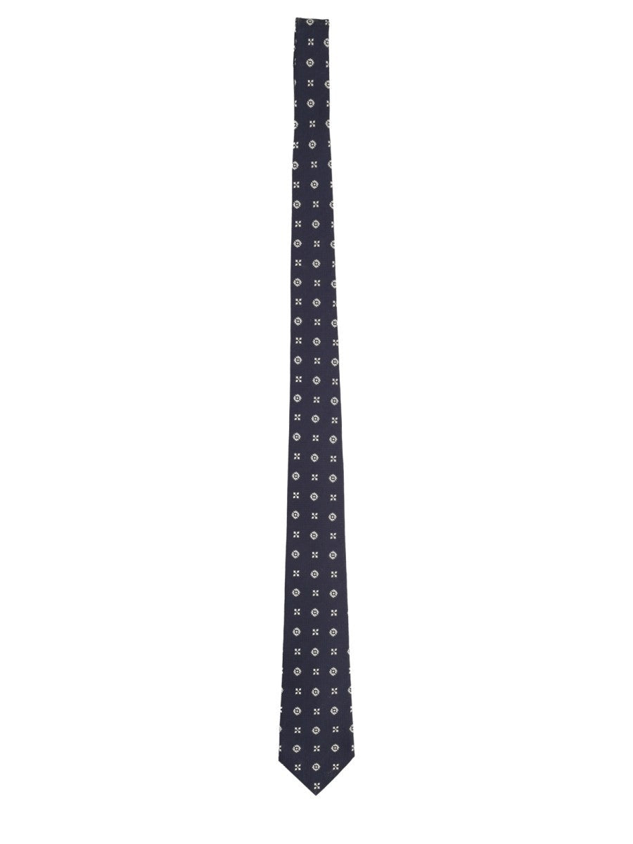 Saint Laurent Men's Jacquard Silk Tie Blue