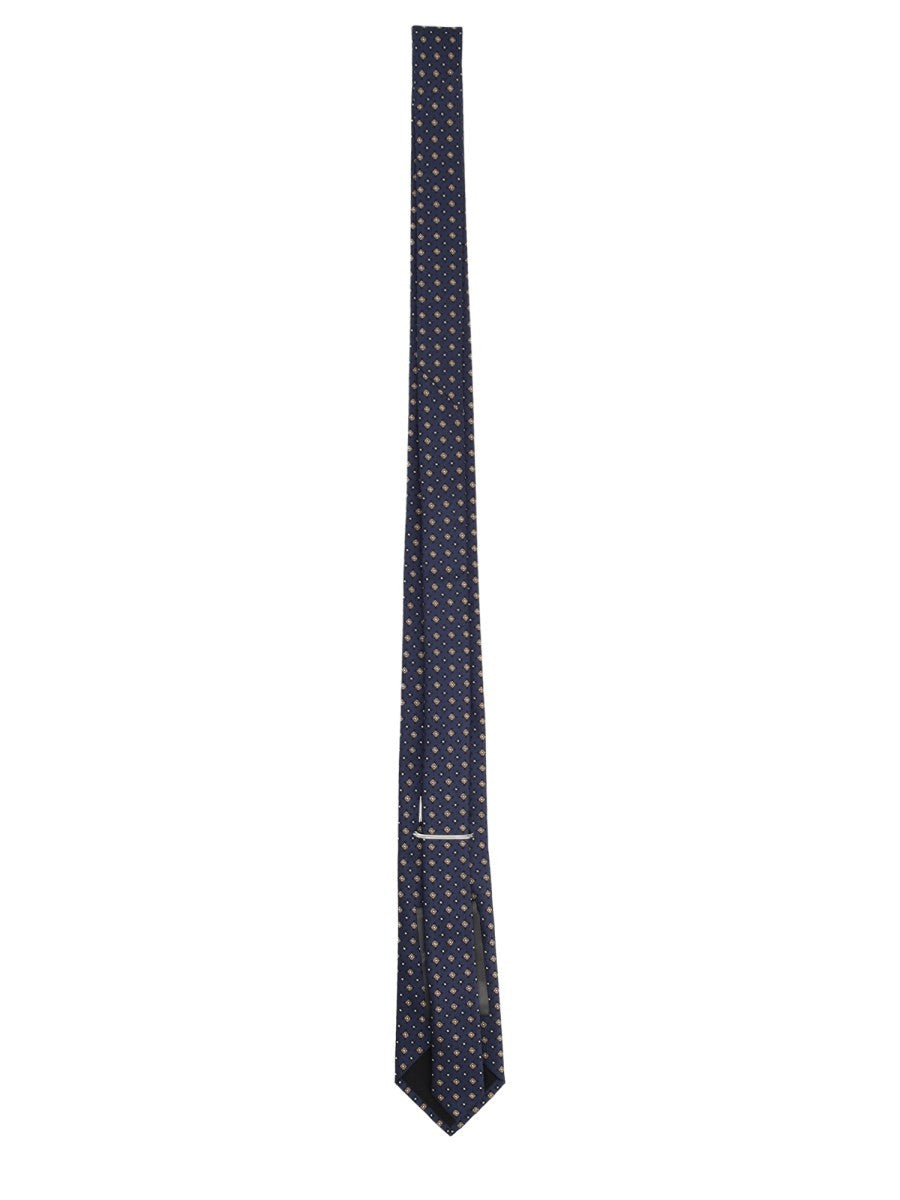 Saint Laurent Men's Jacquard Silk Tie Blue, view 2