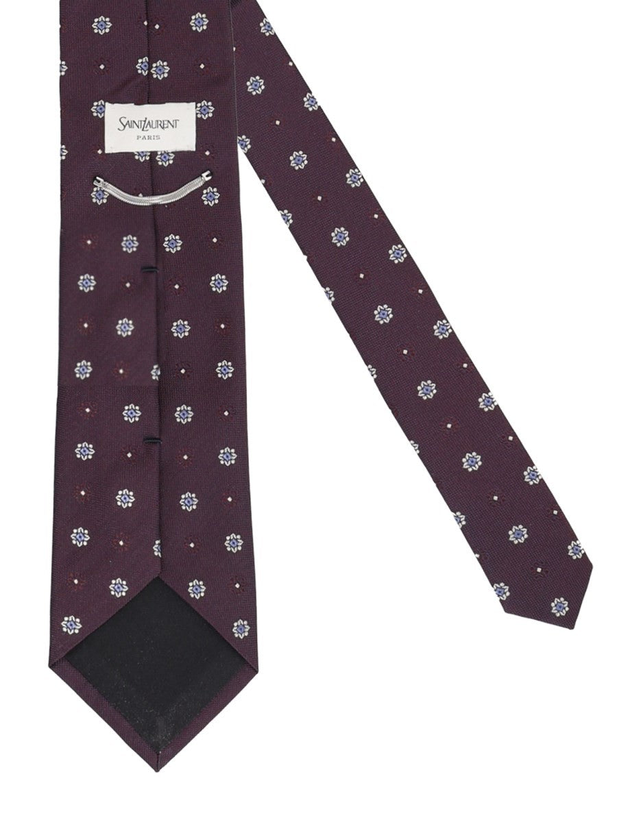 Saint Laurent Men's Jacquard Silk Tie Red, view 3