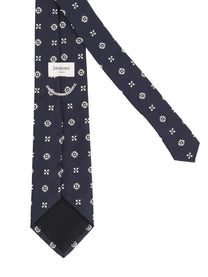 Saint Laurent Men's Jacquard Silk Tie Blue, view 3