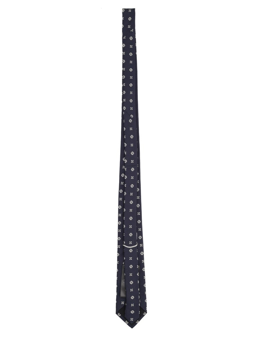 Saint Laurent Men's Jacquard Silk Tie Blue, view 2