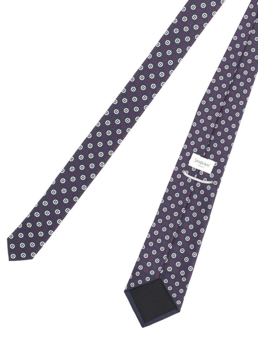 Saint Laurent Men's Jacquard Silk Tie Blue, view 3