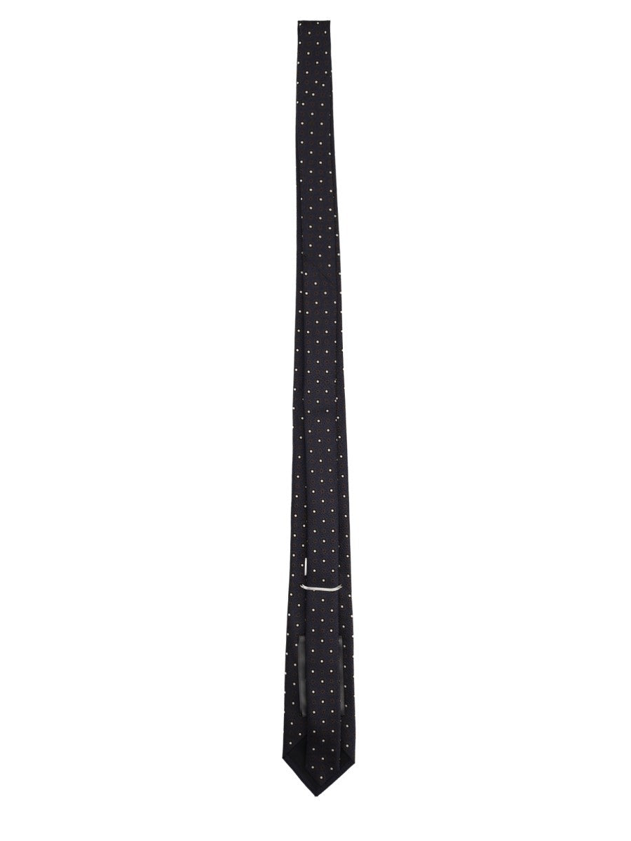 Saint Laurent Men's Jacquard Silk Tie Blue, view 2