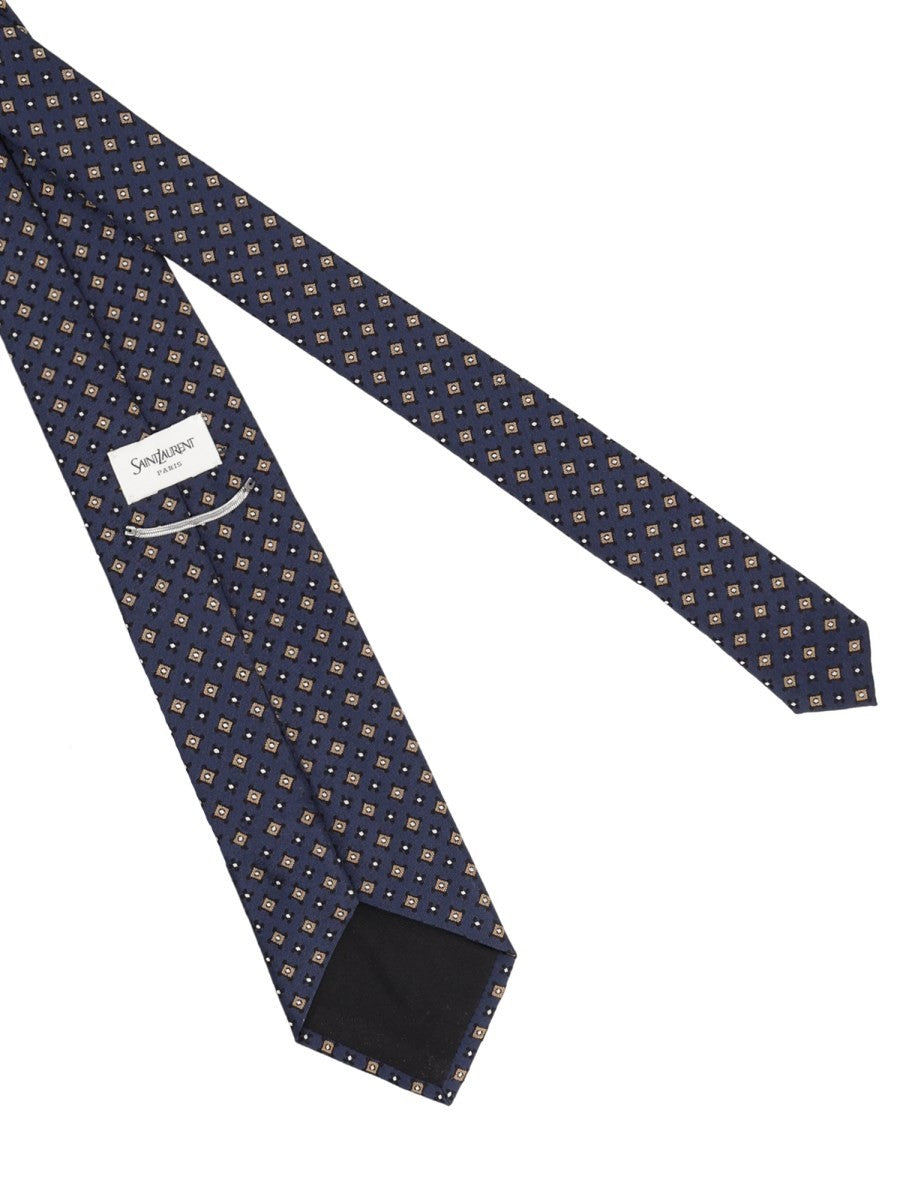 Saint Laurent Men's Cravatta in Jacquard Di Seta Blue