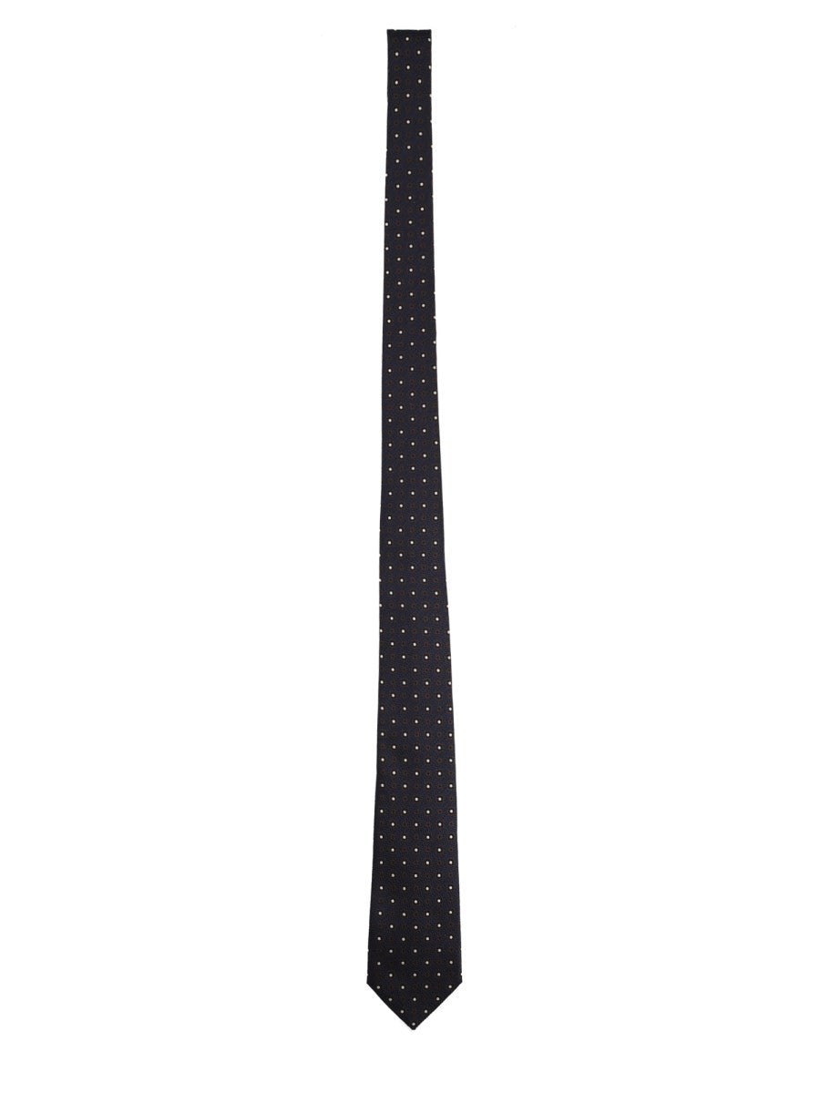 Saint Laurent Men's Jacquard Silk Tie Blue