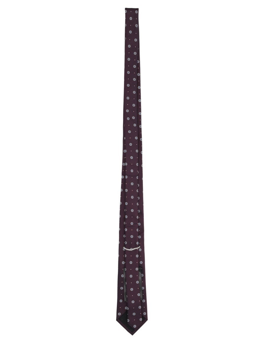 Saint Laurent Men's Jacquard Silk Tie Red, view 2