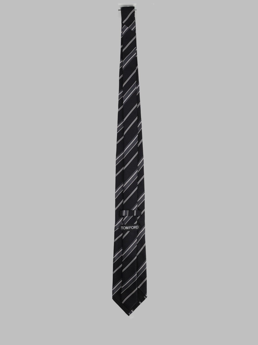 Tom Ford Men's Cravatta in Seta Righe Diagonali Black