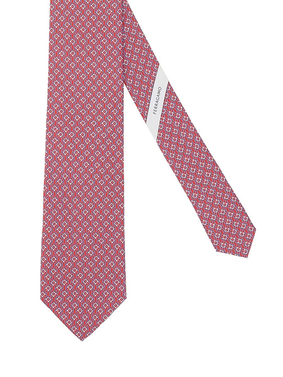 Ferragamo Men's Cravatta in Seta Red