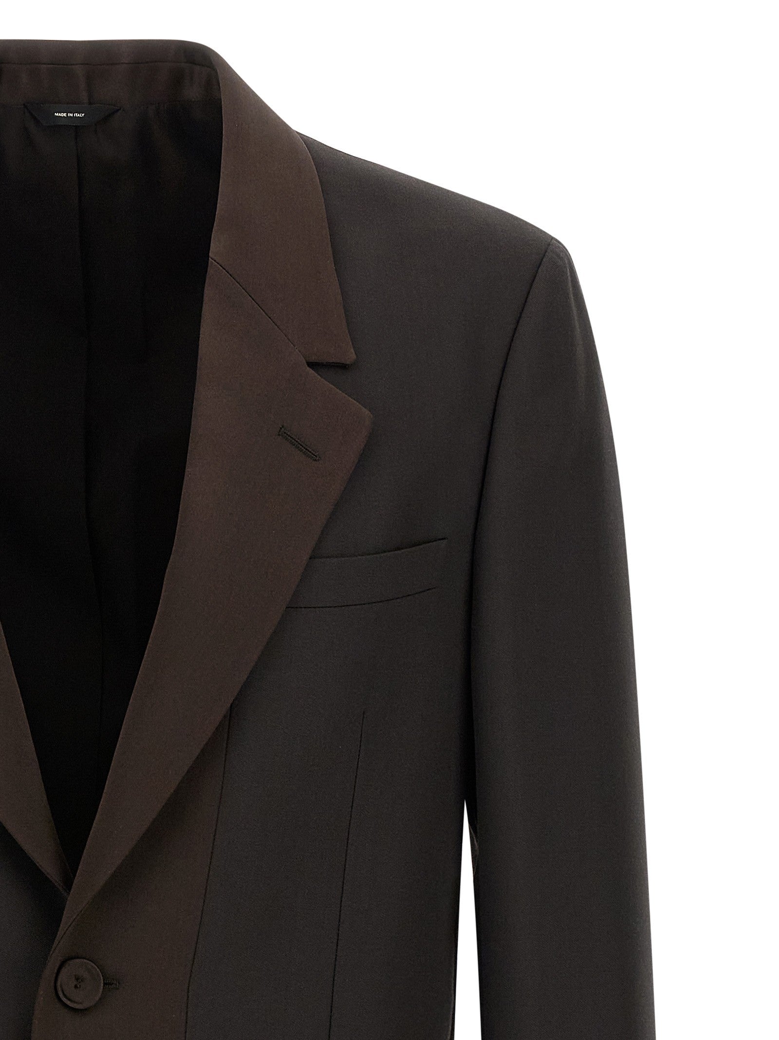Fendi Crepe Wool Blazer Brown