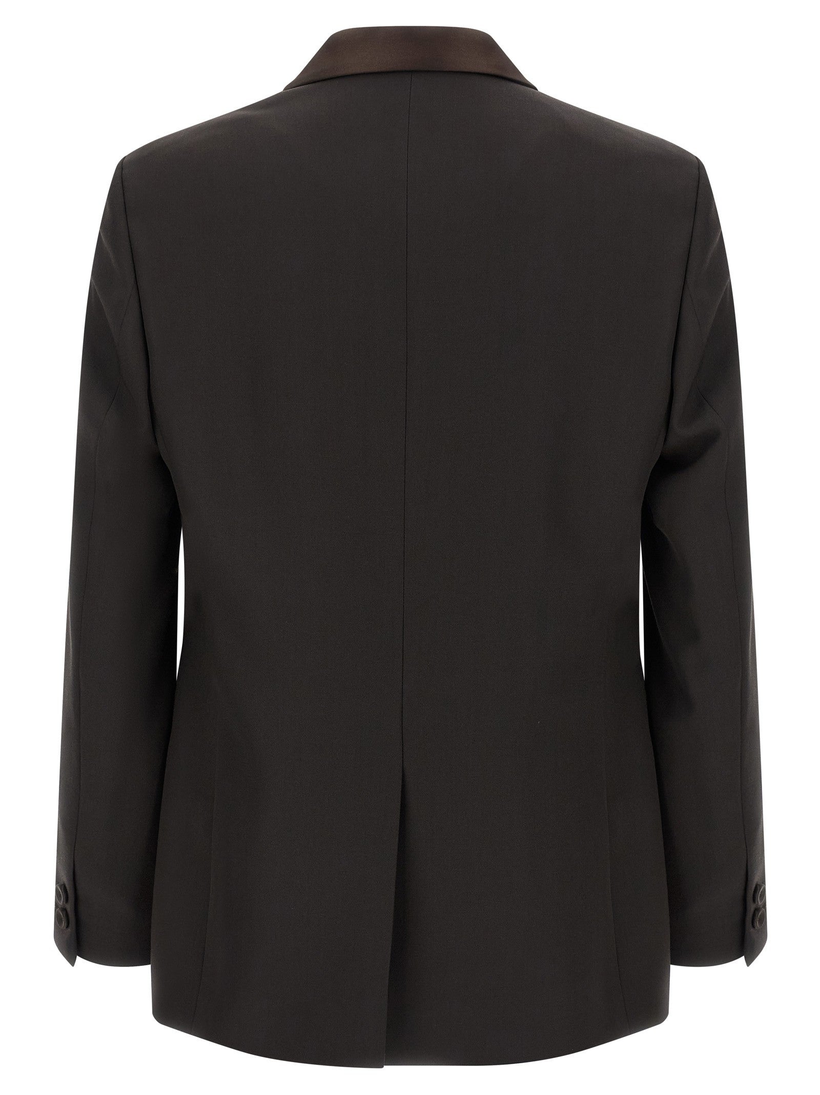 Fendi Crepe Wool Blazer Brown
