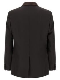 Fendi Crepe Wool Blazer Brown