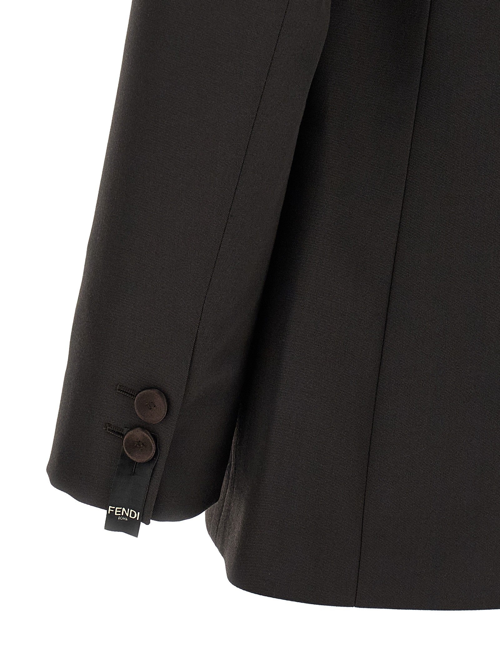 Fendi Crepe Wool Blazer Brown