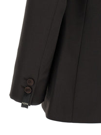 Fendi Crepe Wool Blazer Brown