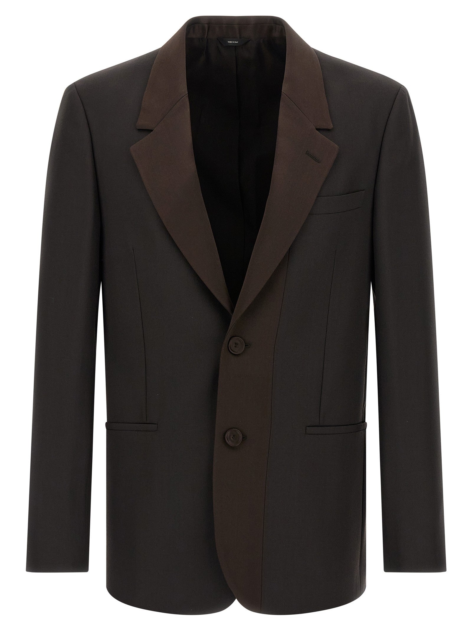 Fendi Crepe Wool Blazer Brown