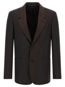 Fendi Crepe Wool Blazer Brown