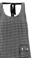 Ganni Crinkled Check Long Dress Black, view 3
