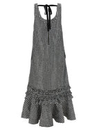 Ganni Crinkled Check Long Dress Black, view 2