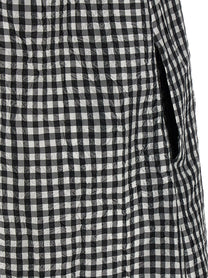Ganni Crinkled Check Long Dress Black