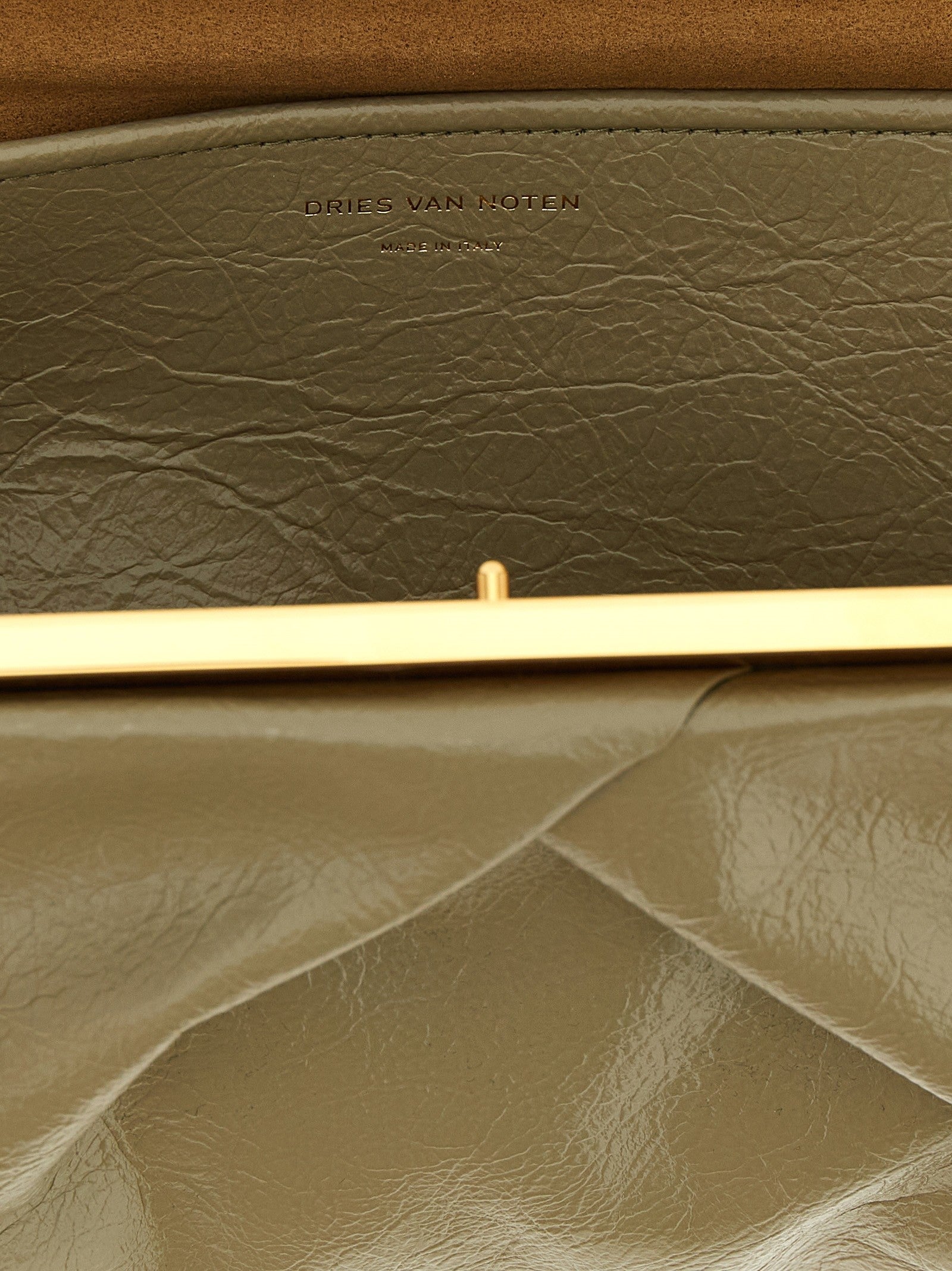 Dries Van Noten Crisp Big Clutch Green