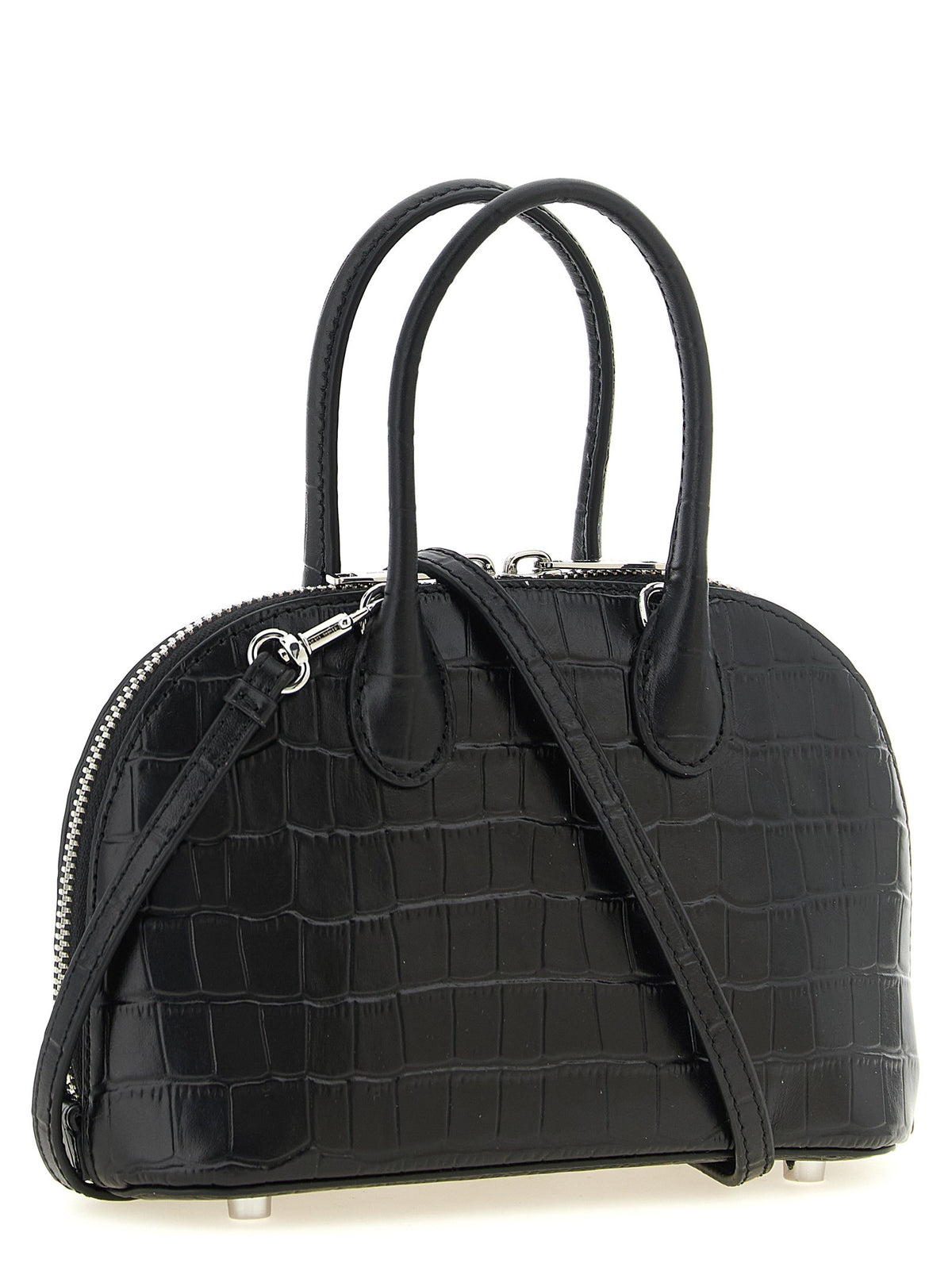 self-portrait Croc Leather Mini Toast Handbag Black, view 2