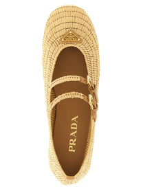 PRADA Crochet Ballet Flats Beige