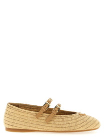 PRADA Crochet Ballet Flats Beige