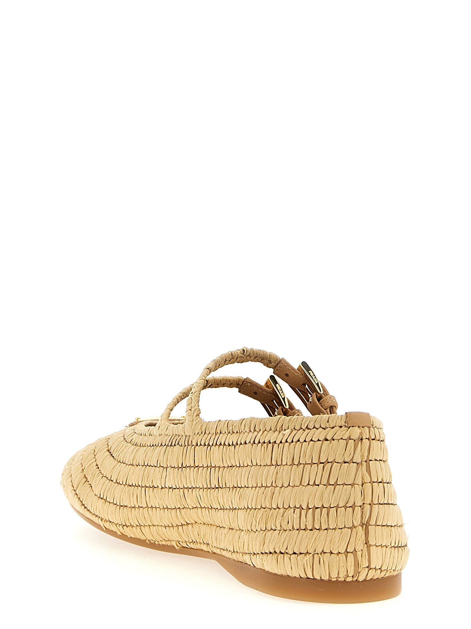 PRADA Crochet Ballet Flats Beige