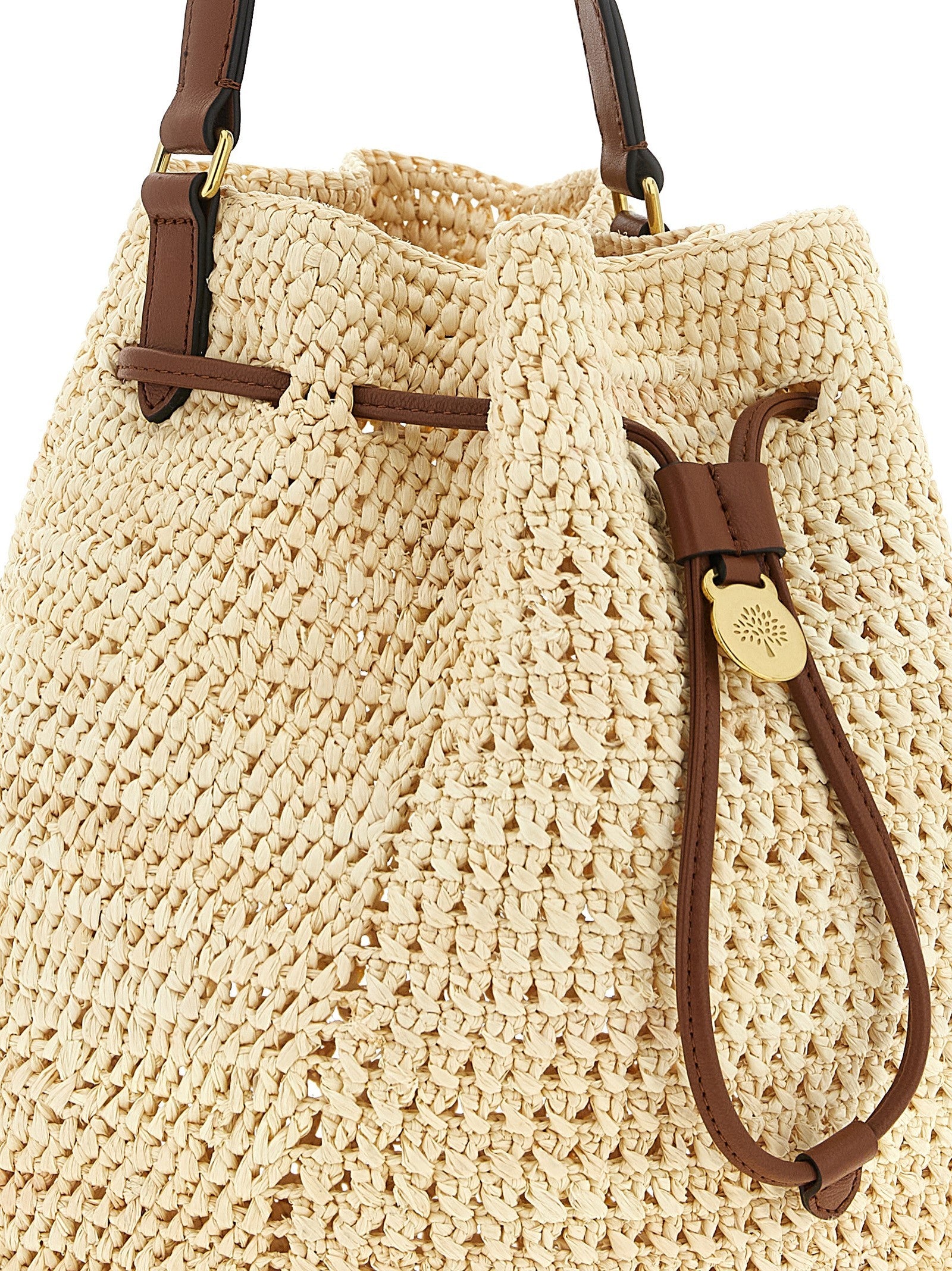 Mulberry Crochet Bucket Bag Beige