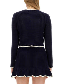 self-portrait Women's Crochet Cardigan Blue