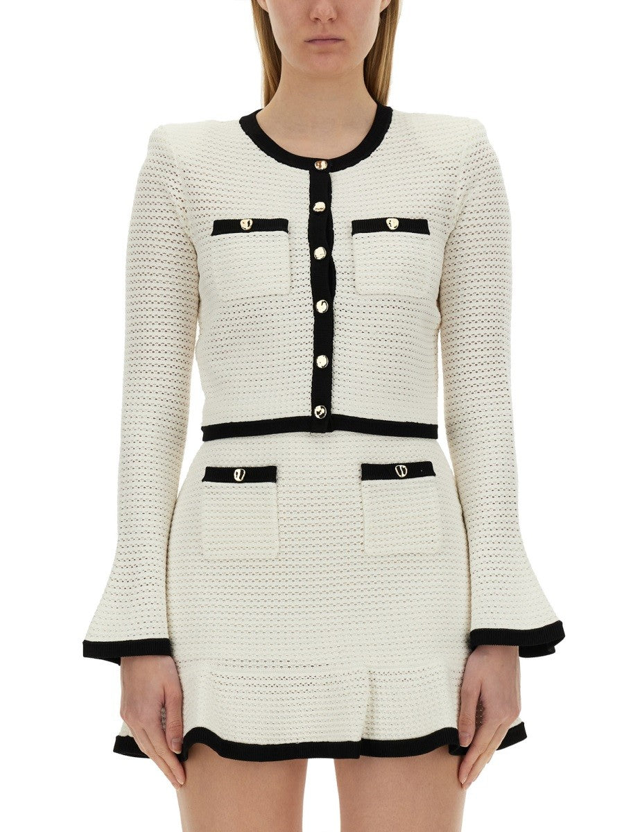 self-portrait Women's Crochet Cardigan White self-portrait