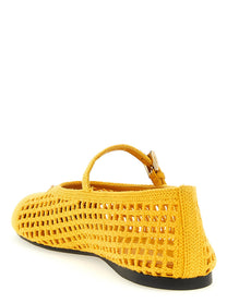 Prada Crochet Cotton Ballet Flats Yellow